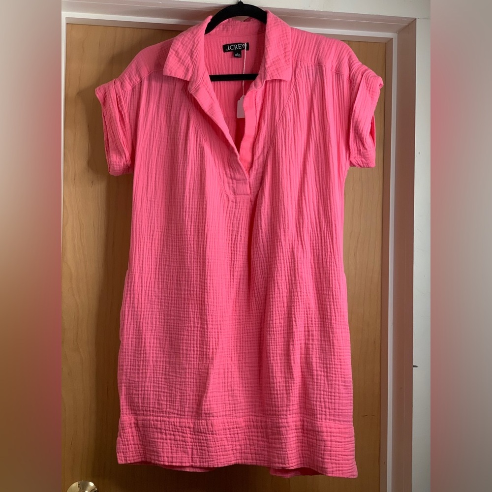 J Crew Neon Pink Dress With Pockets.  Size-Small - Picture 2 of 4